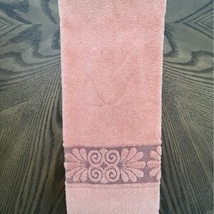 Vintage Peach Orange Fringed Bath Towel Solid MCM 1960s Cotton No label.